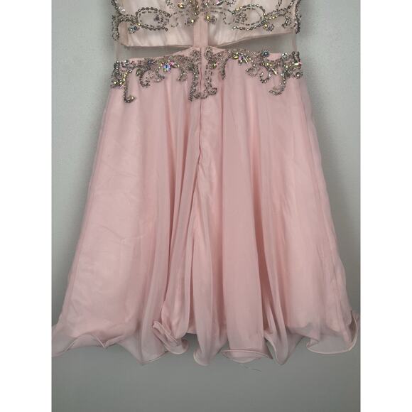 Dancing Queen - 9550 Mock Two-Piece A-Line Short Mini Prom Dress Pink S - Picture 9 of 16